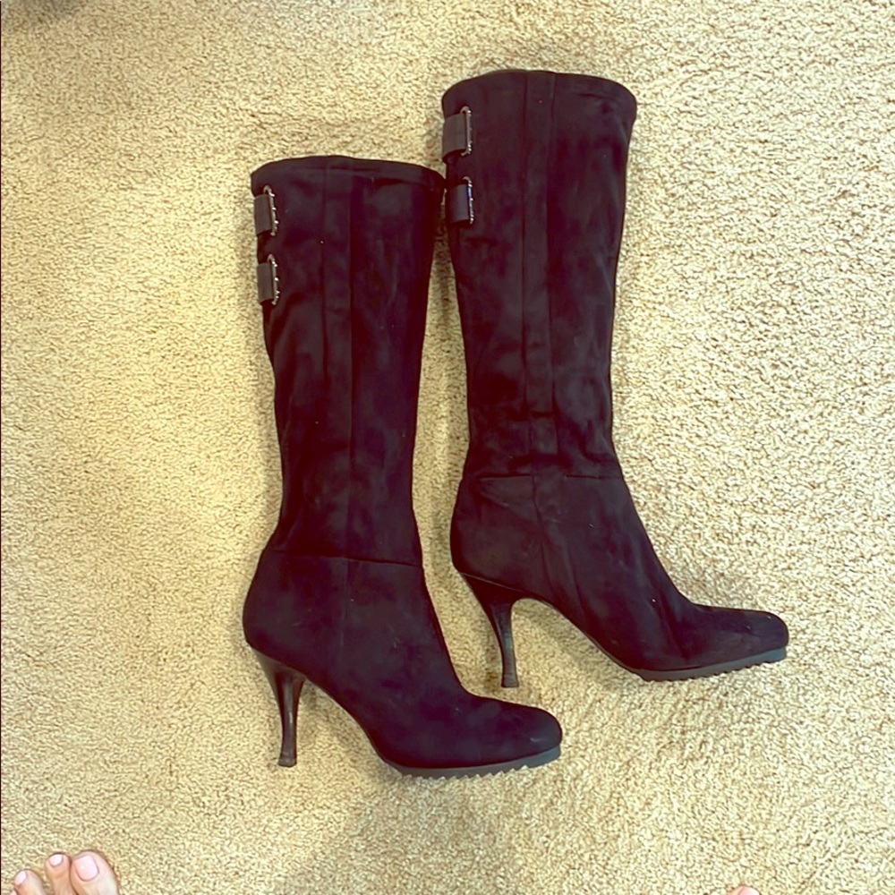 BCBG black suede boots